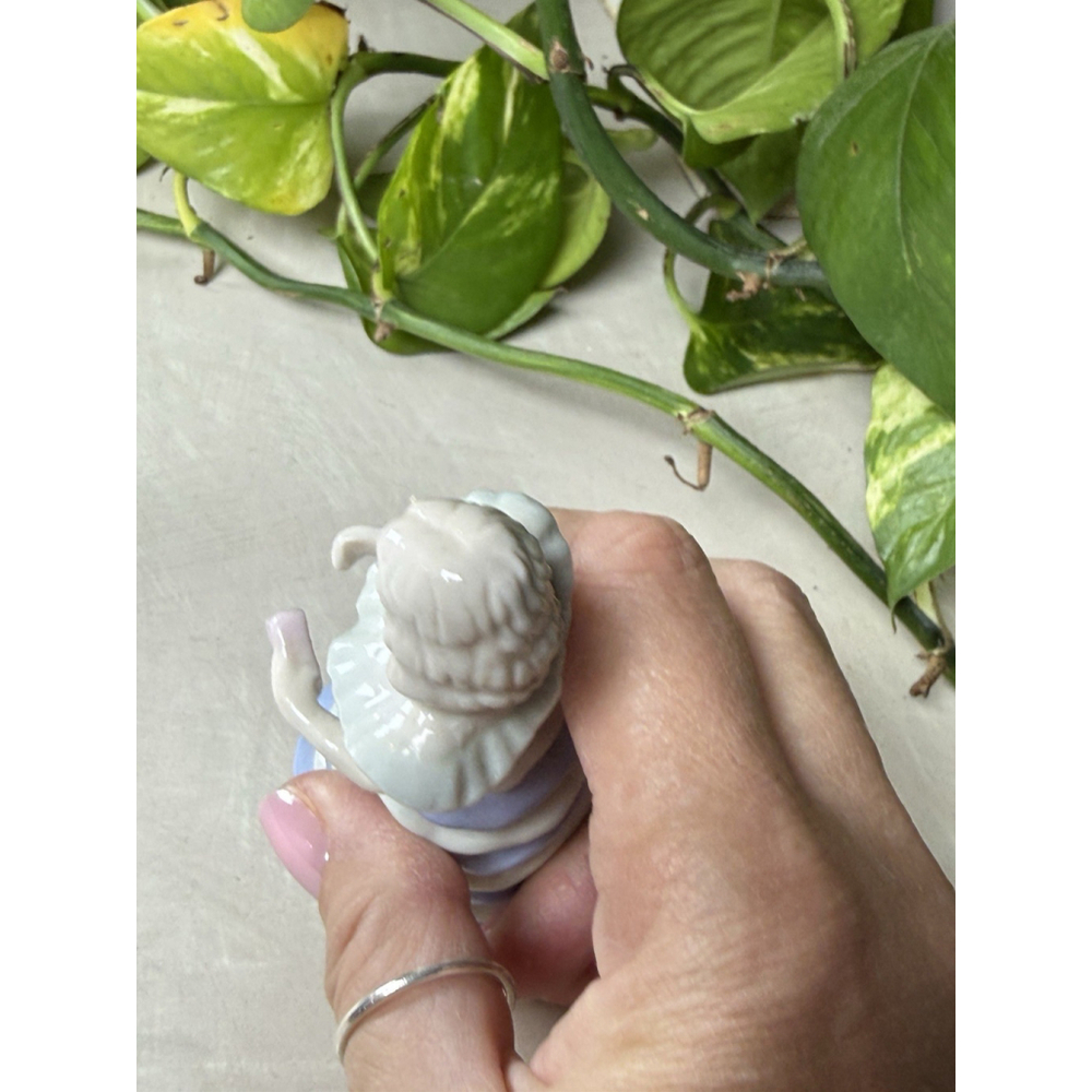 Ceramic Lady Figurine Ruffled Tiered Dress Christmas Tree Style 4.5” Light Blue - Picture 7 of 8
